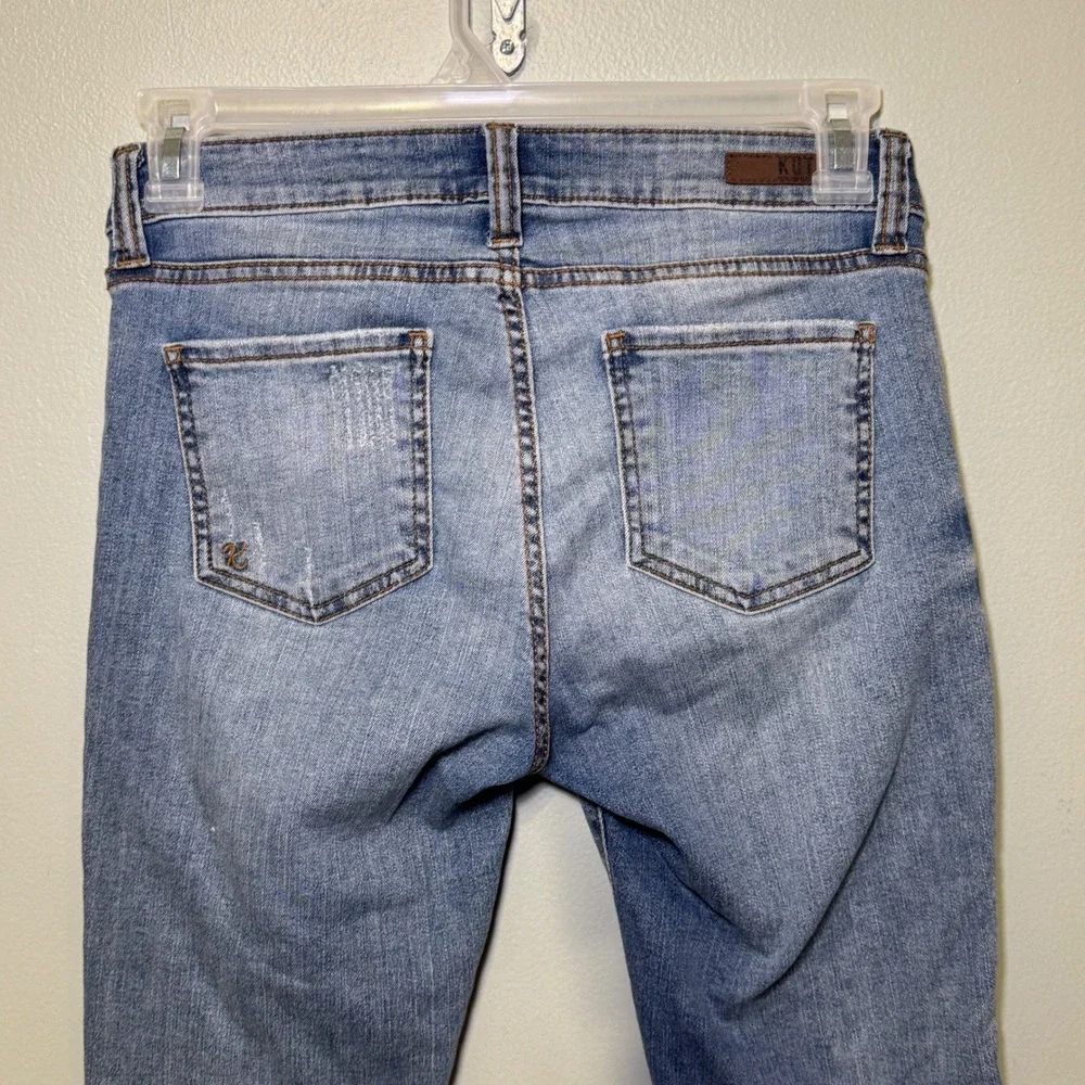 Kut‎ from the Kloth Ankle Skinny Jeans Light Wash Distressed Frayed Hem Size 4